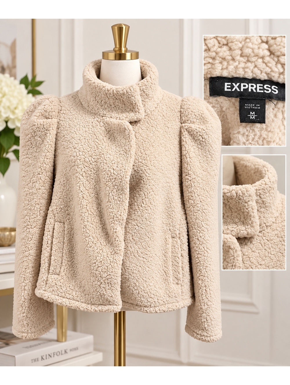 Medium Size puff sleeve fleece jacket - Express brand